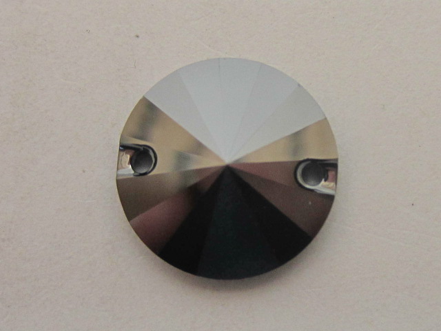 6 pcs. RIVOLI 14mm JET HEMATITE SEW ON FLATBACK BRILLIANCE Rhinestones